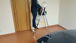 Naughty wife fucks electrician next to her husband