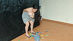 Naughty wife fucks electrician next to her husband