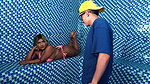 Nerd Boy fucks Colombian Blonde in the Sauna, and gives her all his cum in her mouth! Naty Delgado & Pipeboy1