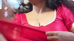 Actress Sabbita Roi seducing in red blouse boobs saree slip2