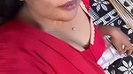 Actress Sabbita Roi seducing in red blouse boobs saree slip2