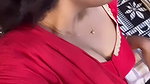 Actress Sabbita Roi seducing in red blouse boobs saree slip2