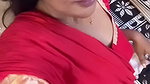 Actress Sabbita Roi seducing in red blouse boobs saree slip2