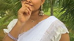 Busty bengali lady tummy na big boobs in white saree2
