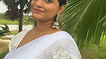 Busty bengali lady tummy na big boobs in white saree2