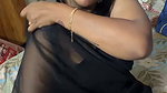 Malayali lady sexy cleavage show in black saree2