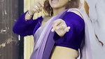 dusky marathi girl sexy navel felshy tummy in blue violet saree2