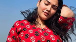 fleshy deep navel on punjabi lady in red dress2