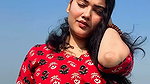 fleshy deep navel on punjabi lady in red dress2