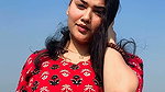 fleshy deep navel on punjabi lady in red dress2
