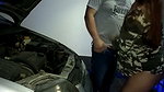 Latin stepsister seduces male mechanic from Greece imitating Arab sex