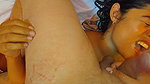 wet and messy povblowjob and mouth fucked by my husband while restrain me with his legs