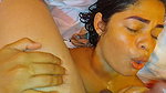 wet and messy povblowjob and mouth fucked by my husband while restrain me with his legs