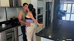 While she was drinking coffee I choked her with my big cock!