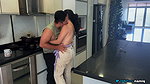 While she was drinking coffee I choked her with my big cock!