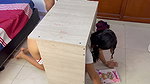 young Latina gets stuck under a desk and her stepbrother lubricates her with his delicious cock