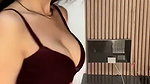 Sultry Brunette Teases In Velvet Bra – Hair Clips & Seductive Moves 2