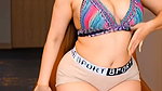Voluptuous Beauty In Colorful Sports Bra & Tight Booty Shorts – Hot Chair Tease