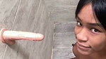 Anal beads, dildo and orgasm in the shower