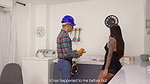 Ashley Sanz cheats on her boyfriend with the plumber when the cuckold goes to work