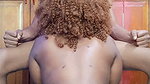 Blonde haired brunette fucking on a chair