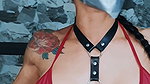 Bound in Red Helpless & Gagged in the Chair