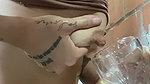 Drinking urine and milk with saliva