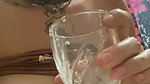 Drinking urine and milk with saliva