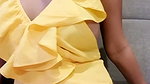 ankita dave yellow dress nipslip