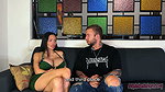 Bimbo doll Nicol Love drinks hot coffee with Brian Evansx