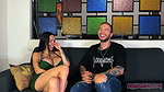 Bimbo doll Nicol Love drinks hot coffee with Brian Evansx