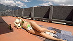 Hd cam of my roommate in the sun in micro bikini