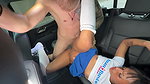 Interracial Sexcar Brittanytaylor Ebony Woman with a Big Butt, Devours a Blonde’s Cock Behind the Car While Her Friend Watches