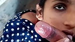 Horny girl giving blowjob outdoor