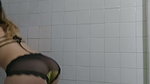 Step cleaning the bathroom on lingerie