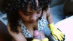 Stepsister cleans the bathroom very sexy looks great ass I let him fuck her tight pussy I cum on her cleaning gloves and in boca