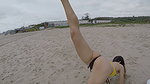 Try to do yoga in micro bikini