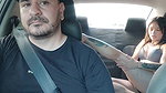 Hot Latina girl masturbates in the back of Uber car