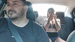 Hot Latina girl masturbates in the back of Uber car