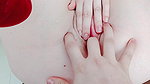 I open my schoolgirl hymen with my fingers inside her tight pussy