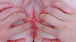 I slide her cute flowery panties to one side, very petite, her pussy inside