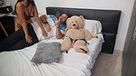 I squat my pussy in front of my roommate inciting him to have sex
