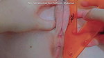 measuring every inch of her tight pussy and opening it tightly