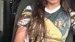 My friend picked me up in his car and took me to the stadium to watch the football final. On the way he asked me to take off my clothes