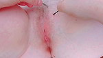 My tight cunt spread open with metal clips