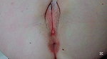 opening her pussy with kitchen gloves, very deep