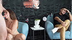 Podcast gets out of control, blowjob, deep throat and a lot of semen live -Sara Blonde and Crispasquel