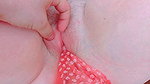 Pussy stretched by a pink doggy bag