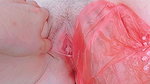 Pussy stretched by a pink doggy bag