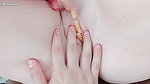putting noodles in her pussy, to try to open it and she swallows some